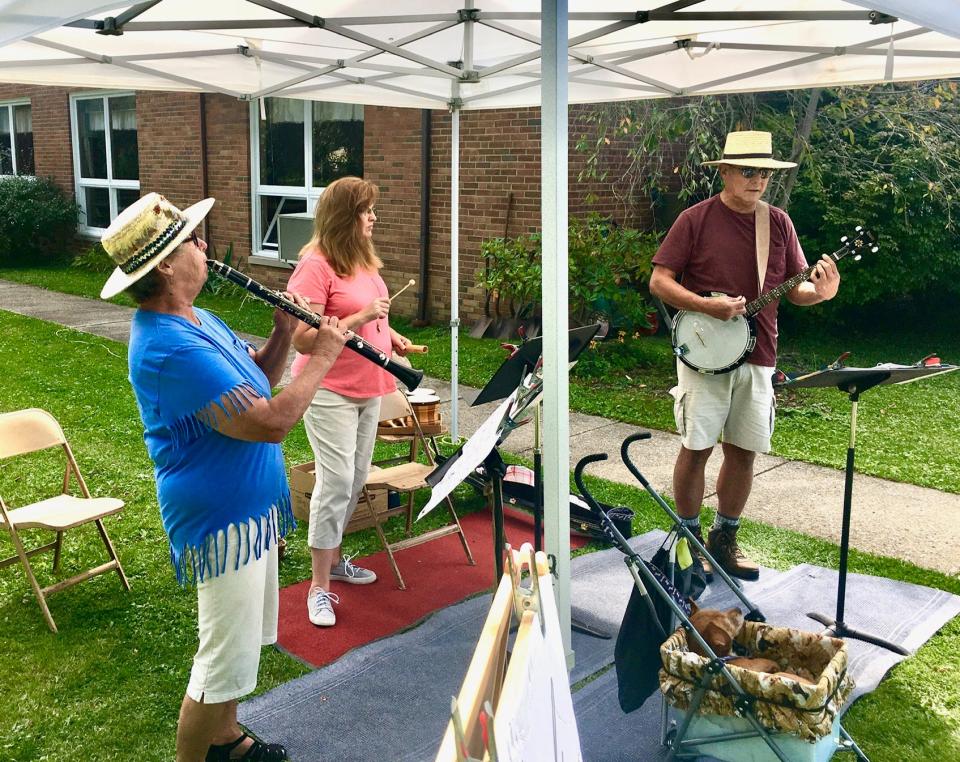 The Stow Farmers Market will hold special events throughout the summer, including musical performances. Pictured is the banjo band at an earlier performance.