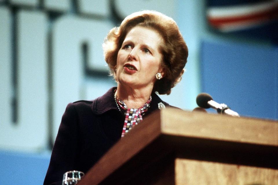 Former Prime Minister Margaret Thatcher delivers a speech during a Conservative Party conference (PA Archive)