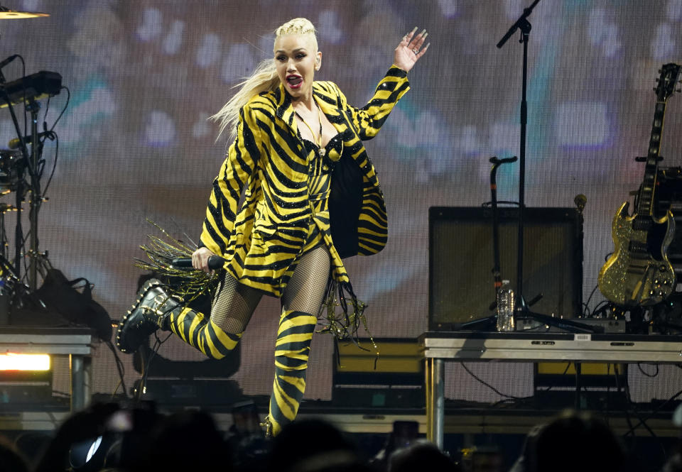 Gwen Stefani performs at day two of the Bud Light Super Bowl Music Fest on Friday, Feb. 11, 2022, at Crypto.com Arena in Los Angeles. (AP Photo/Chris Pizzello)