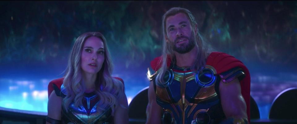 Natalie Portman and Chris Hemsworth in "Thor: Love and Thunder."