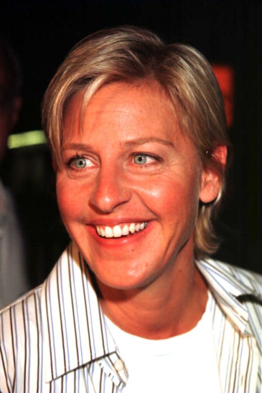 Ellen DeGeneres arrives the Los Angeles premiere of "G.I. Jane" on August 6, 1997. On April 30, 1997, DeGeneres' character came out as gay on the popular sitcom "Ellen," making it the first sitcom to feature a gay leading character. File Photo by Jim Ruymen/UPI