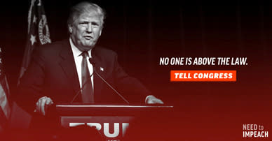 A screenshot from a digital ad from the organization "Need to Impeach\