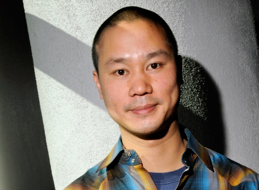 <em>Tony Hsieh poses after delivering a keynote presentation at the MAGIC clothing industry convention at the Las Vegas Convention Center on February 17, 2010 in Las Vegas, Nevada. (Photo by Ethan Miller/Getty Images)</em>