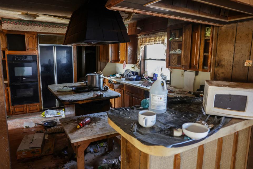 Destroyed kitchen.