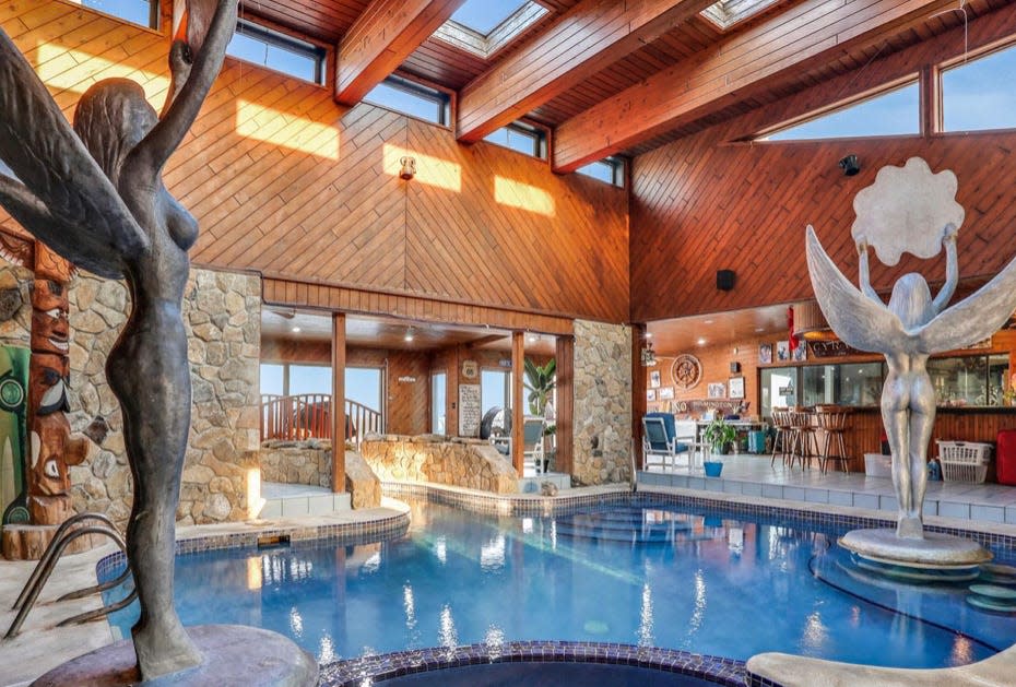 This is the indoor pool at the Ormond Beach oceanfront mansion of the late Hawaiian Tropic founder Ron Rice. It connects to one of the home's two outdoor pools.