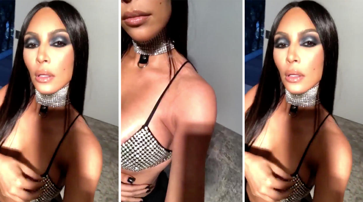 Kim Kardashian’s Halloween tribute to late singer Aaliyah has caused a stir [Photo: Twitter/KimKardashian]