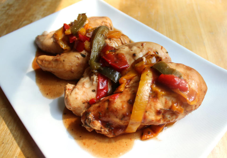 <p>Strength and Sunshine</p><p>Every bite is truly tender and the added onions and peppers create a delicious crunch. </p><p><strong>Get the Recipe: <a href="https://strengthandsunshine.com/recipe-redux-13-slow-cooker-bbq-chicken" rel="nofollow noopener" target="_blank" data-ylk="slk:Slow Cooker BBQ Chicken with Peppers;elm:context_link;itc:0;sec:content-canvas" class="link ">Slow Cooker BBQ Chicken with Peppers</a></strong></p>