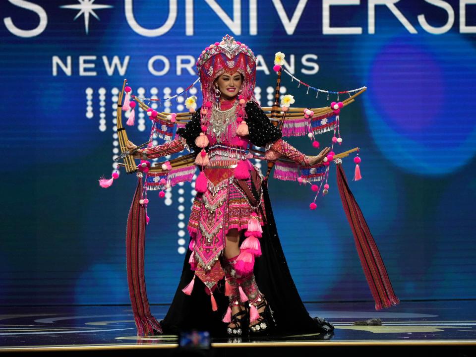 Miss Laos, Payengxa Lor walks onstage during The 71st Miss Universe Competition National Costume Show