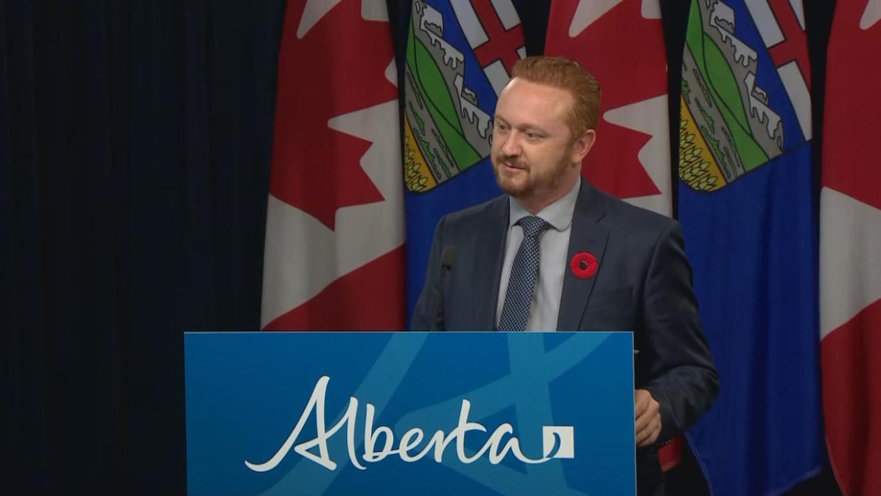 Alberta Minister of Justice and Attorney General Mickey Amery has introduced a bill that would suspend ethics investigations into provincial politicians during election periods. (Trevor Wilson/CBC - image credit)