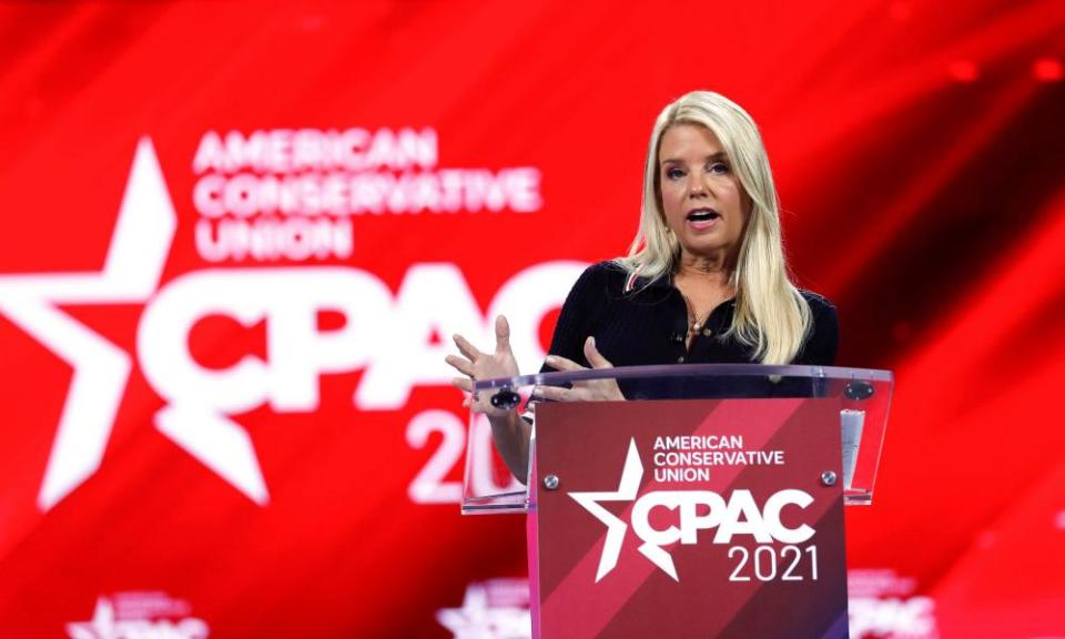 Pam Bondi speaks at CPAC in Orlando, Florida, on 26 February.