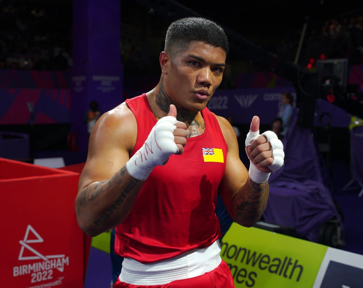 Niue boxer Duken Tutakitoa-Williams celebrates becoming his country’s first-ever medallist at the Commonwealth Games (Peter Byrne/PA) (PA Wire)