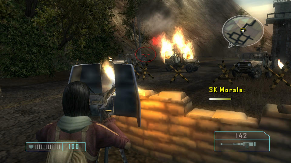 Manning a turret in Mercenaries: Playground of Destruction.