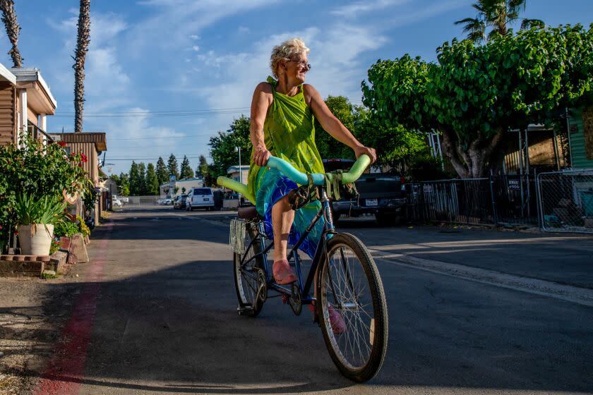 FRESNO, CA - MAY 15: Patricia Shawn, 59, who lives in single wide mobile home since 1998 in La Hacienda Mobile Estate (previously known Trails End) in Fresno, is among many who have received eviction notice from Harmony Communities. - La Hacienda Mobile Estate, Fresno, CA. (Irfan Khan / Los Angeles Times)