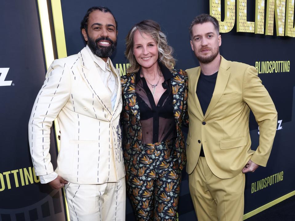 Daveed Diggs standing next to Helen Hunt and Rafael Casal