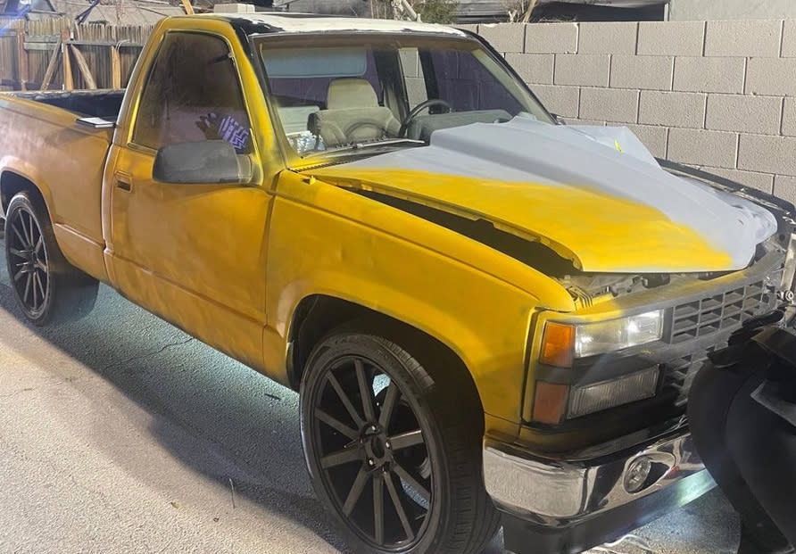 <em>LVMPD shows photo of the truck (repainted) from a deadly hit-and-run on Jan. 28, 2024. (Credit: LVMPD) </em>