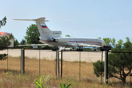 A view shows a Russian airforce plane at the Belbek airport near Sevastopol, Crimea, July 5, 2016. REUTERS/Stringer