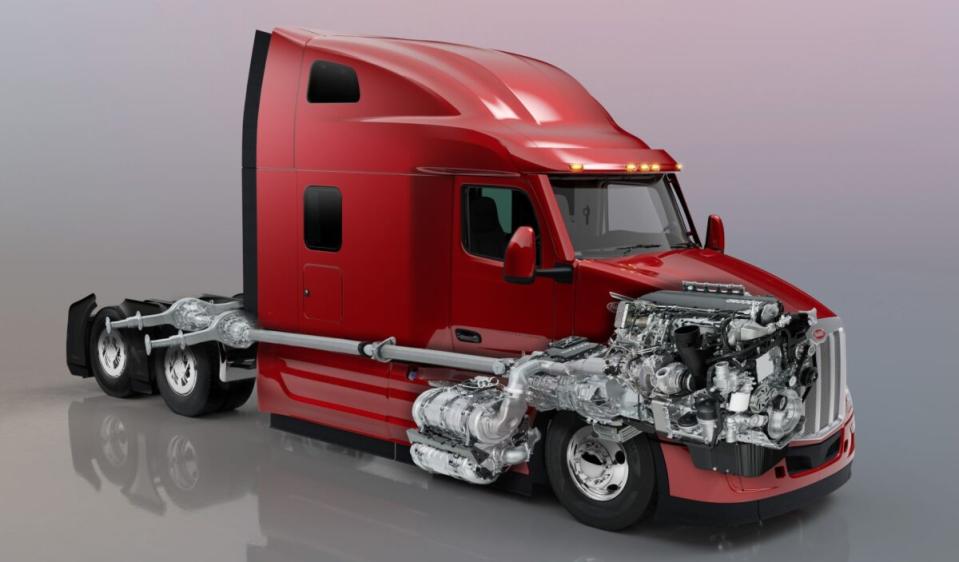 Peterbilt is offering a revamped Paccar MX13 engine that is compliant with California requirements for reduced nitrogen oxide emissions. But it doesn’t come cheap. (Image: Peterbilt)