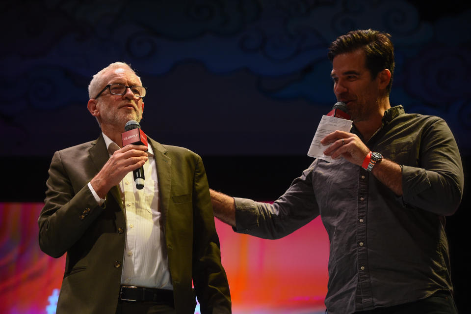 Rob Delaney supported Jeremy Corbyn during his time as Labour leader. (PA/Getty)