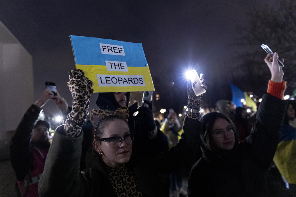 Protesters, many of them expatriate Ukrainians living in Berlin, protest under the motto: 