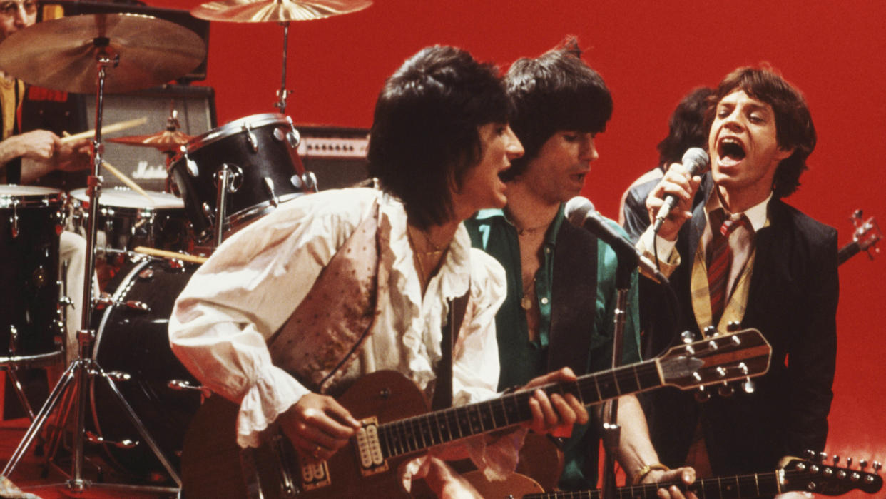  The Rolling Stones in New York City, May 1978. Left to right: Ronnie Wood, Keith Richards and Mick Jagger. 