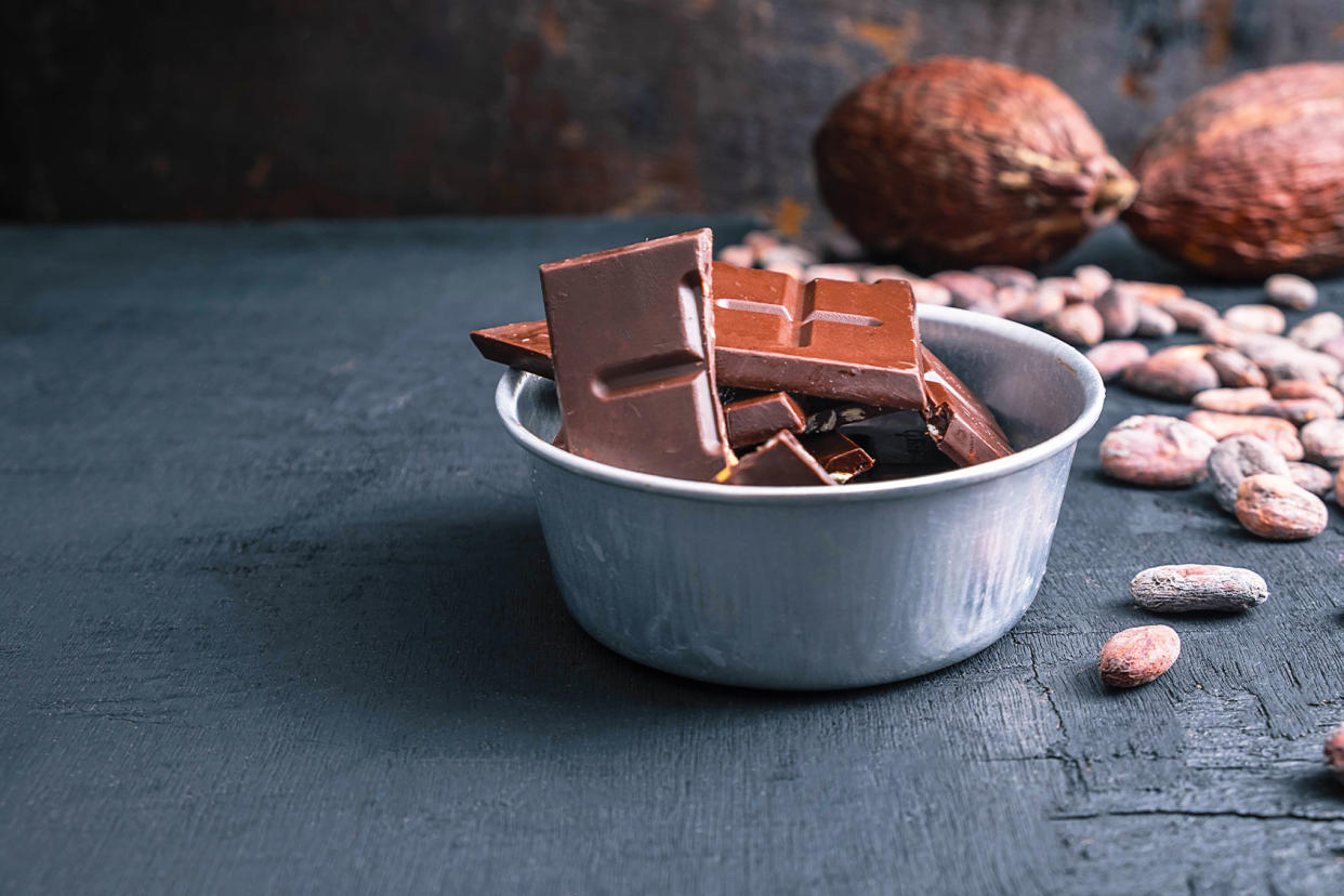 Dark chocolate pieces and cocoa beans Getty Images/Caterina Oltean/500px