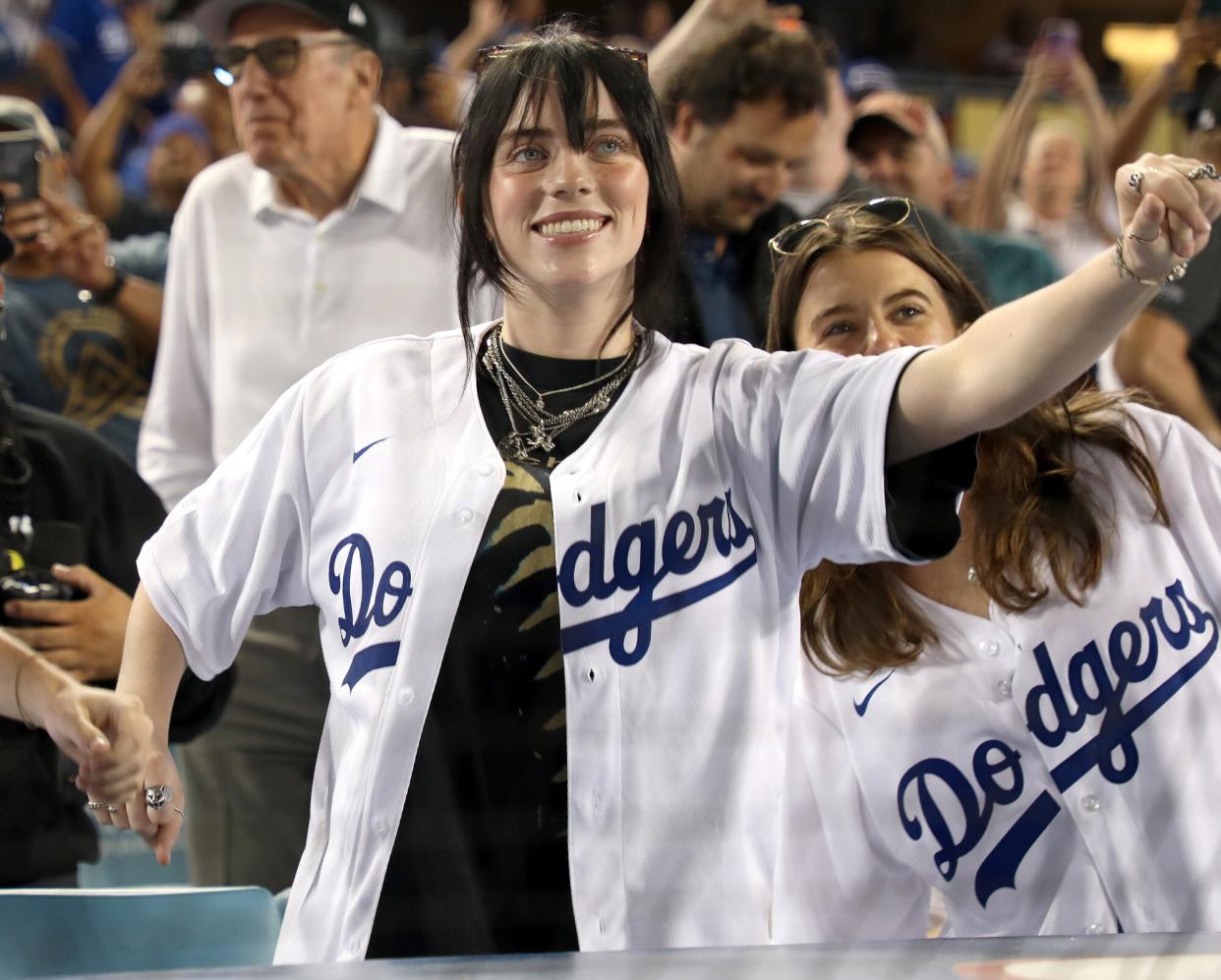 Billie Eilish attends the Los Angeles Dodgers Game at Dodger Stadium on July 21, 2022 in Los Angeles, California.