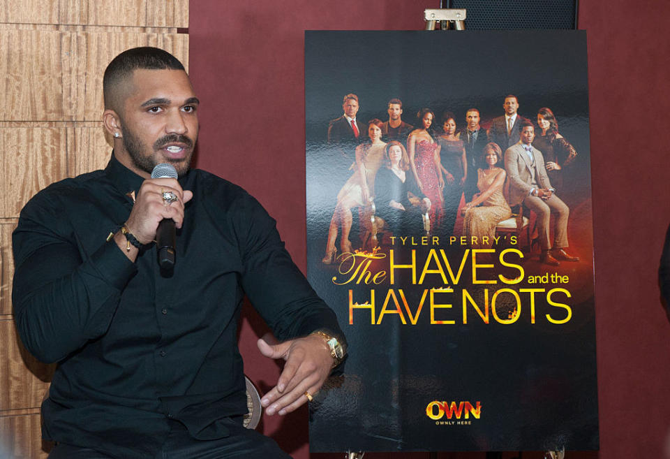 Tyler Lepley attends a press lunch with the cast of Tyler Perry's "The Haves & The Have Nots