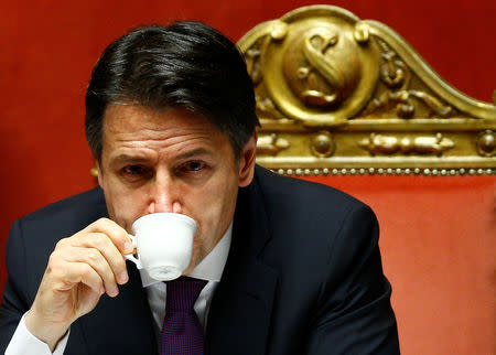 Italian Prime Minister Giuseppe Conte is seen in the upper house of the Italian parliament, in Rome, Italy March 20, 2019. REUTERS/Yara Nardi