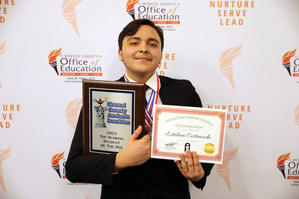 Esteban Castenada from Merced High School was the top scoring student of the 2023 Merced County Academic Decathlon competition.