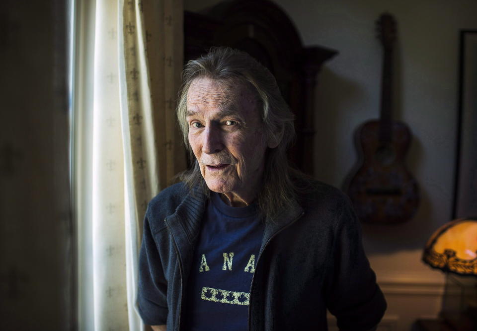 Gordon Lightfoot poses for a photo in his Toronto home ahead of a series of North American tour dates on Aug. 3, 2016. The legendary folk singer-songwriter, whose hits including “Early Morning Rain,” and “The Wreck of the Edmund Fitzgerald," told a tale of Canadian identity that was exported worldwide, died on Monday, May 1, 2023, at a Toronto hospital, according to a family representative. He was 84. (Aaron Vincent Elkaim/The Canadian Press via AP)