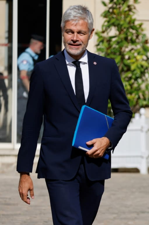 Le chef de file des Républicains (LR) à l'Assemblée nationale, Laurent Wauquiez, arrive à l'Hôtel Matignon à Paris, le 19 septembre 2024 (Ludovic MARIN)