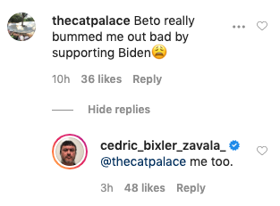 Cedric Bixler-Zavala Beto O'Rourke joe biden bummed out denounce endorsement