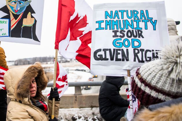 Protestors show their support for the Freedom Convoy of truck drivers. (Photo: Arthur Mola/Invision via Associated Press)