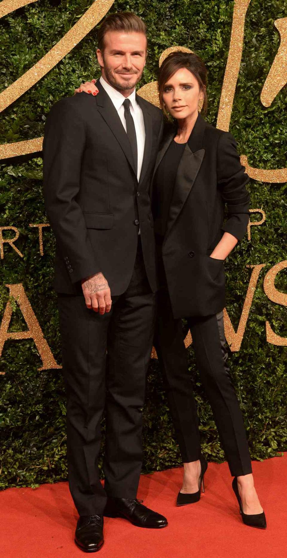 David and Victoria Beckham attend the British Fashion Awards at The Coliseum