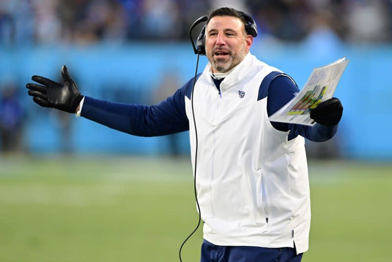 Mike Vrabel, who was fired last week by the Tennessee Titans, is among the coaches on the market this off-season. File Photo by David Tulis/UPI