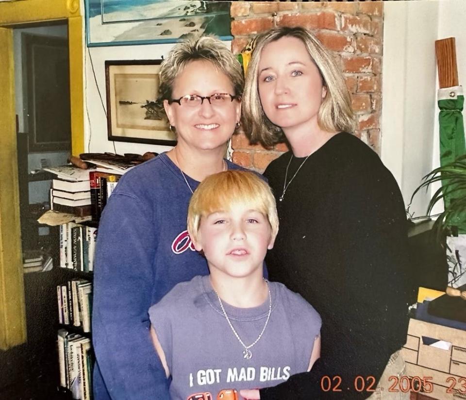 Tina Makris (L), Kim McCormick and their son Jake pictured in 2005.