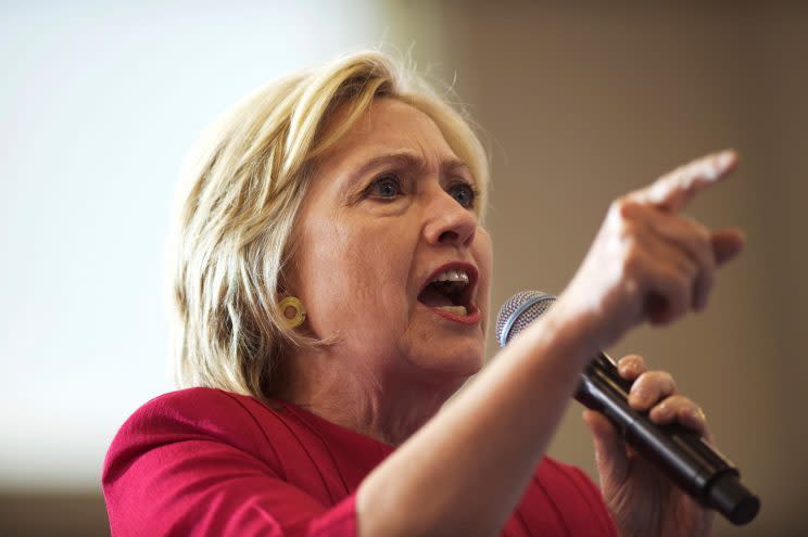 Hillary Clinton speaks at a rally in Philadelphia, Aug. 16, 2016. (Mark Makela/Reuters)