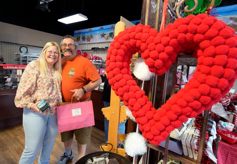Joey and Daryl and Joey Signorelli make an annual tradition of traveling from Flagler Beach to shop for Valentine's Day gifts at Angell & Phelps Chocolate Factory in Daytona Beach. "They've got very, very good chocolate," Daryl said.