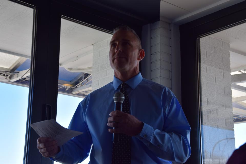 Harbor Springs Public School Superintendent Brad Plackemeier speaks during the 2023 State of the Community event.