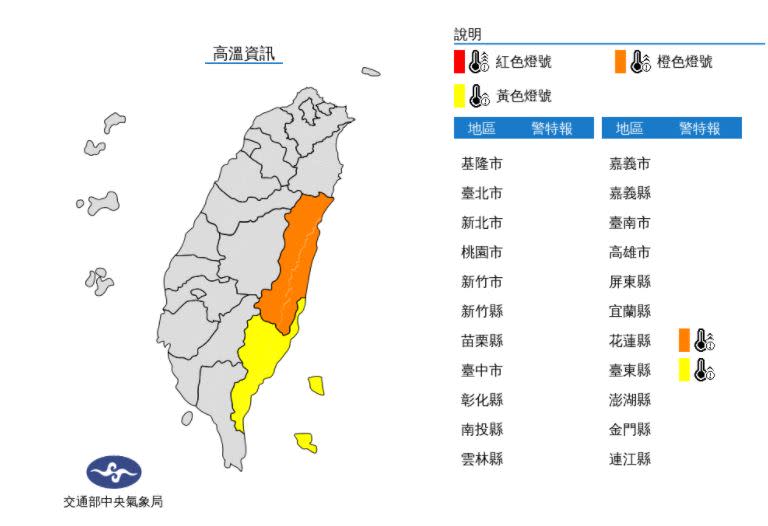 快新聞／各地午後防雷陣雨及大雨　花東高溫炎熱飆36度