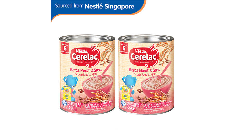 Nestlé® CERELAC® Brown Rice & Milk 350g x 2 pcs. (Photo: Lazada SG)