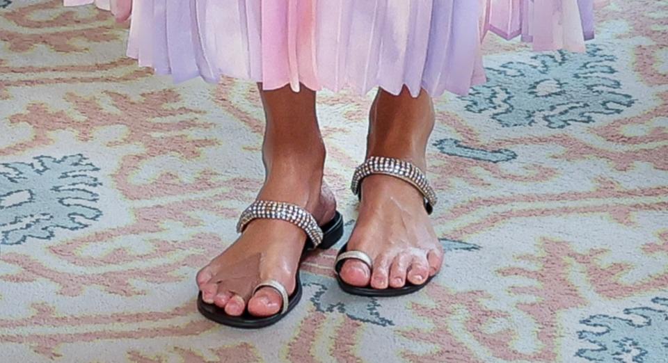 A closer look at Queen Letizia's shoes.