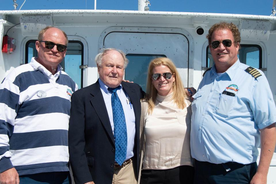 Left to right, Chris Shepler, his father William "Bill" Shepler, sister Patty Fuhrman and brother Billy Shepler. Shepler's Ferry was started by William Shepler's father in the 1940s.