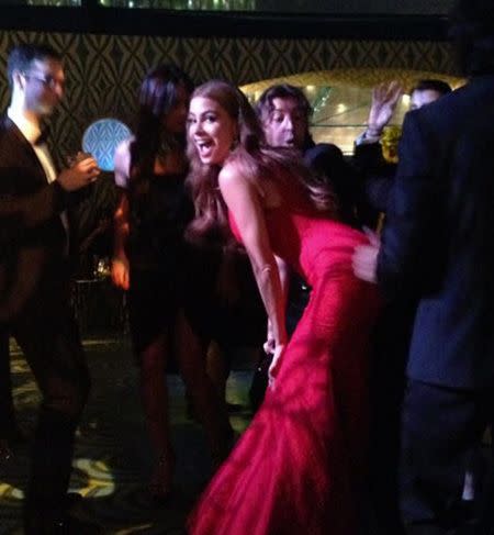 Modern Family shows Miley Cyrus how it's done as she twerks on the dance floor. Photo credit: WhoSay/Sofia Vergara