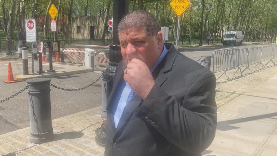 Ex-Brewster cop Wayne Peiffer leaves Brooklyn federal court May 2, 2024, after he was sentenced to three years in prison for extortion and bribery charges related to his acceptace of sexual favors from a pair of prostitution rings for over a decade.