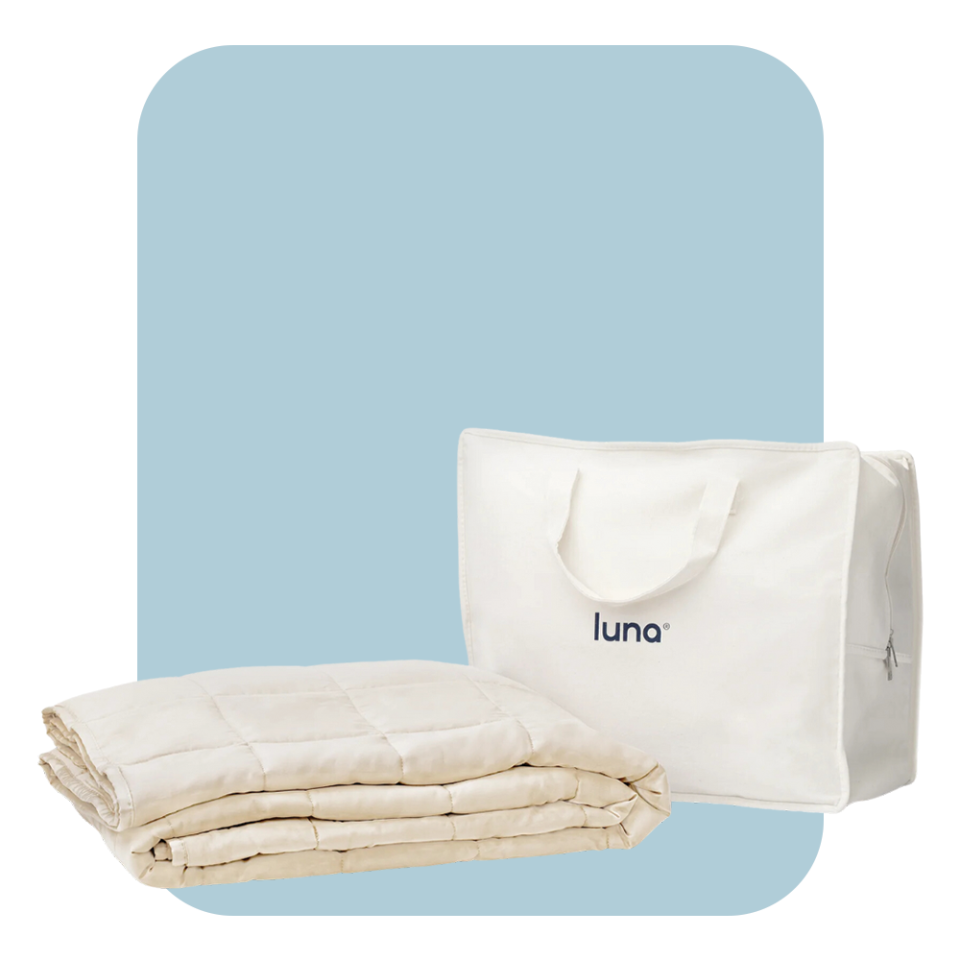 <p><a href="https://go.redirectingat.com?id=74968X1596630&url=https%3A%2F%2Fwww.lunablanket.com%2Fproducts%2Fluna-luxe-cotton-weighted-blanket%3Fvariant%3D47205771247914&sref=https%3A%2F%2F" rel="nofollow noopener" target="_blank" data-ylk="slk:Shop Now;elm:context_link;itc:0;sec:content-canvas" class="link ">Shop Now</a></p><p>Luxe Cotton Weighted Blanket</p><p>lunablanket.com</p><p>$95.99</p>