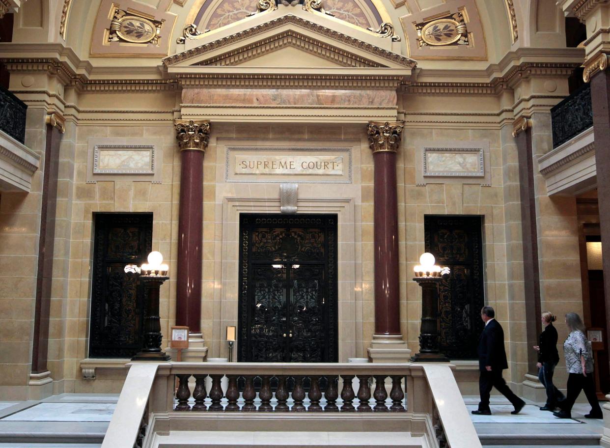 The Wisconsin Supreme Court hearing room in the state Capitol.