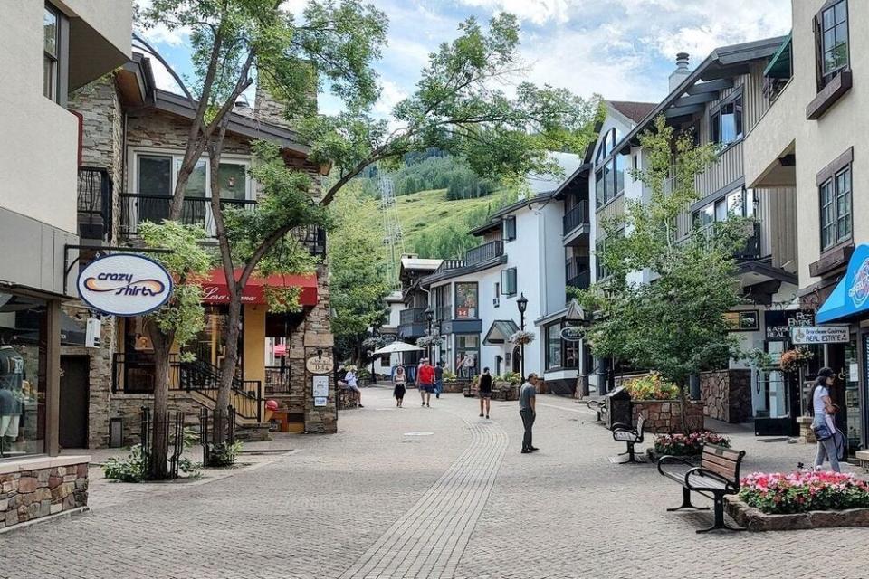 Downtown Vail is a picturesque spot for an EV road trip pit stop, especially for the free parking
