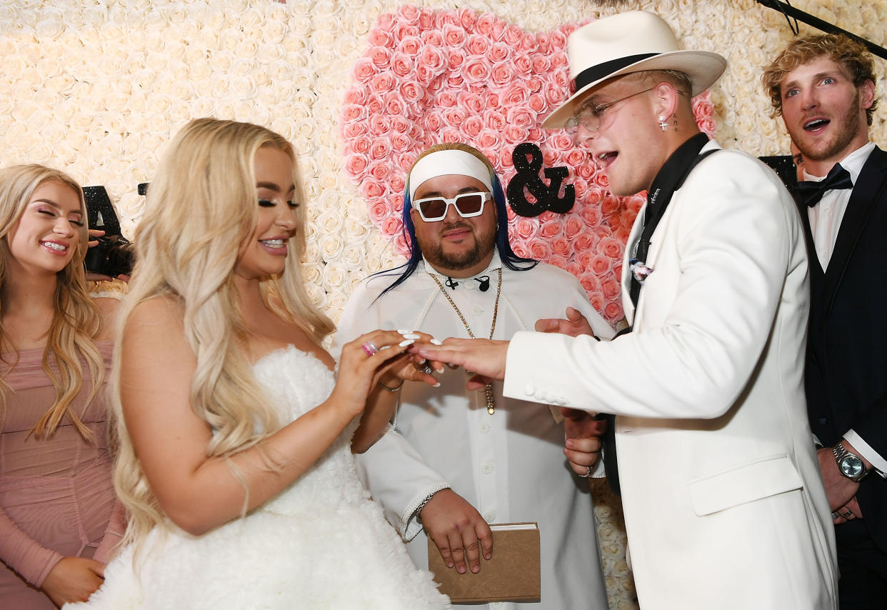 Influencers Jake Paul and Tana Mongeau charged fans to watch them tie the knot [Photo: Getty]