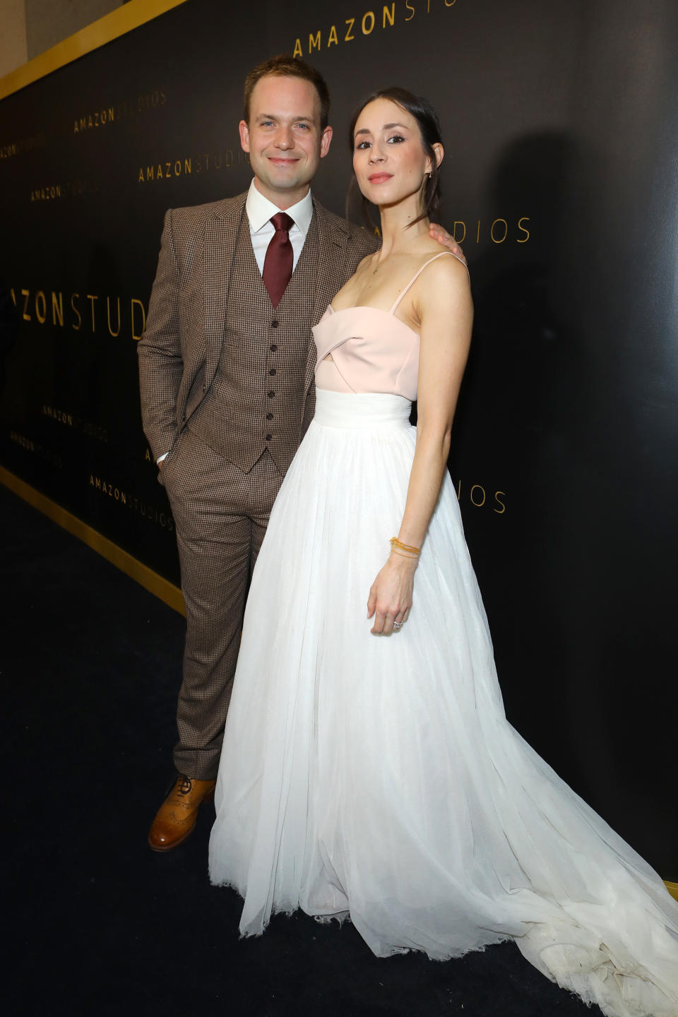 BEVERLY HILLS, CALIFORNIA - JANUARY 05: Patrick J. Adams and Troian Bellisario attend the Amazon Studios Golden Globes After Party at The Beverly Hilton Hotel on January 05, 2020 in Beverly Hills, California. (Photo by Jerod Harris/Getty Images)